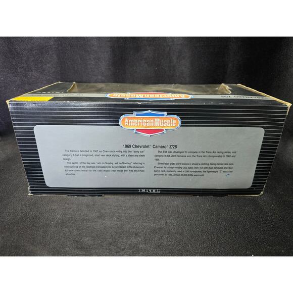 ERTL American Muscle '69 Black Chevy Camaro Z/28 1/18 Scale Die Cast Metal Car - Picture 6 of 9
